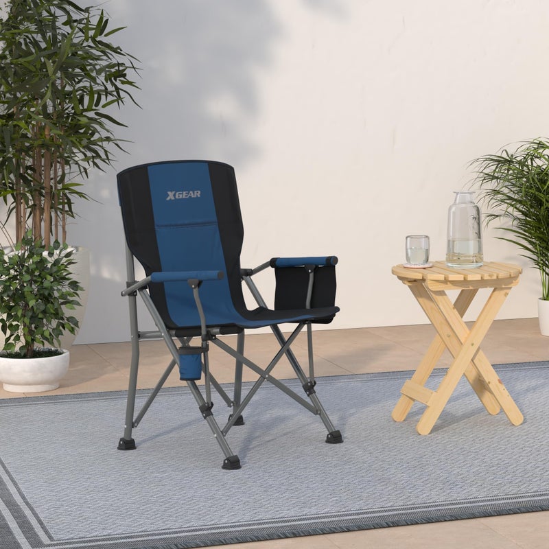 XGEAR Portable Camping Chair for Adutls - Heavy Duty Outdoor Camp Chairs - Folding Lawn Chair with Padded Hard Armrest Cup Holder Storage Pocket - Collapsible for Outdoor Fishing Garden - Image 2